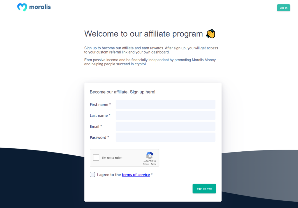 Landing Page Showing How to Join the Crypto Affiliate Program Offered By Moralis