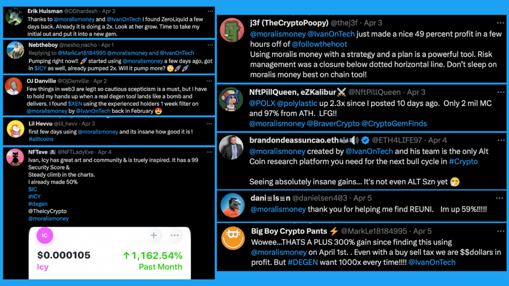 Social Proof of Moralis Users Finding the Best Crypto to Invest in 2023