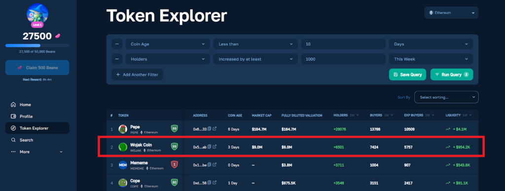 WOJAK Coin on Moralis Token Explorer