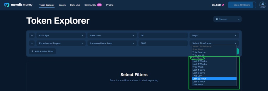 Moralis Pro gives users access to lower timeframes