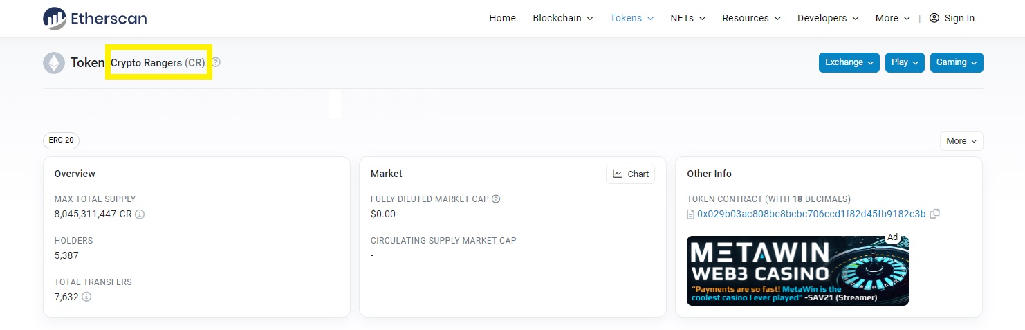Crypto-Rangers-CR-token-on-Etherscan