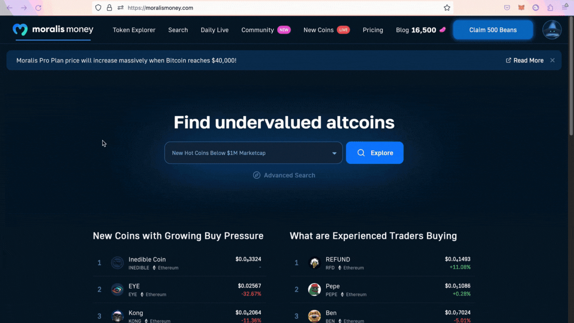 GIF Demonstrating How to Use the #1 Crypto Trading Tool - Setting Filters