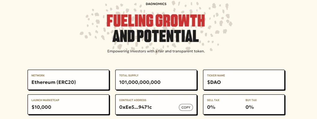 Daomatian-DAO-token-tokenomics