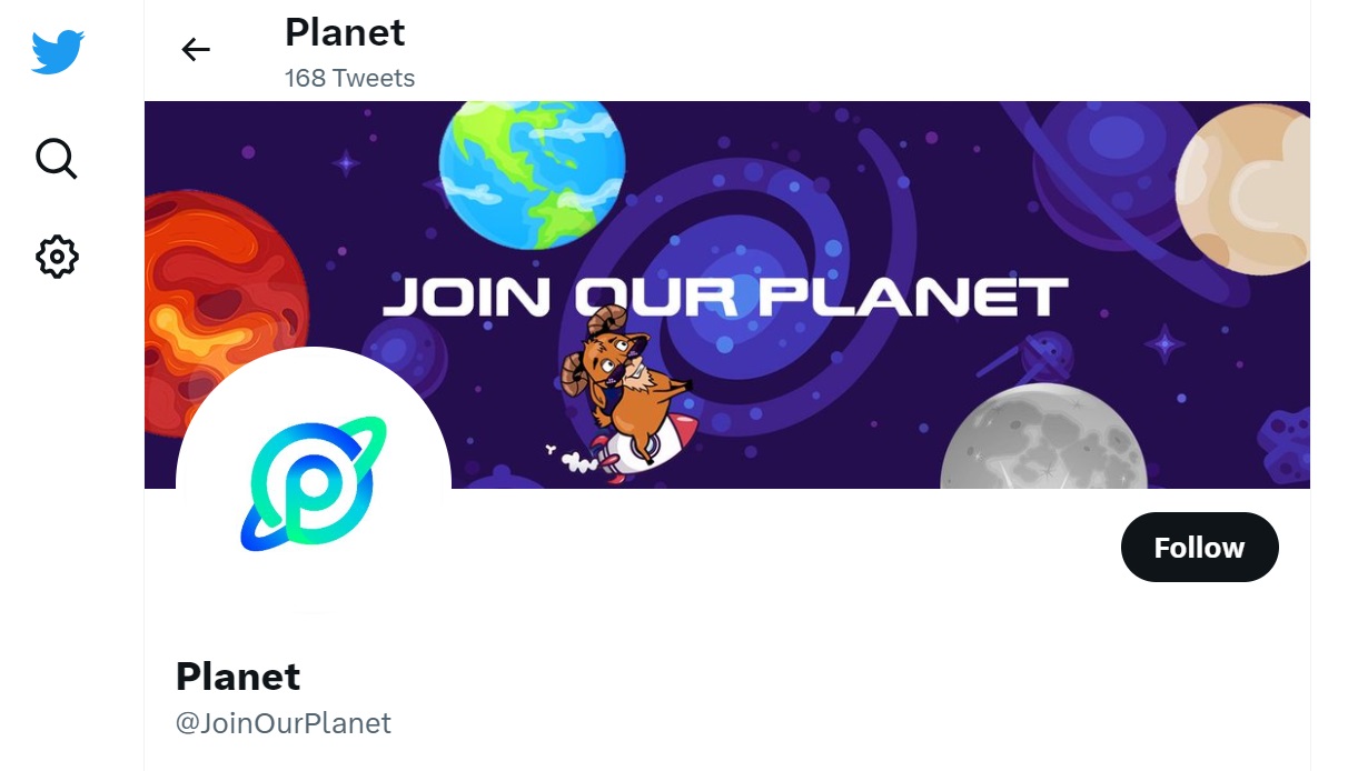 PLANET-token-crypto-Twitter-account