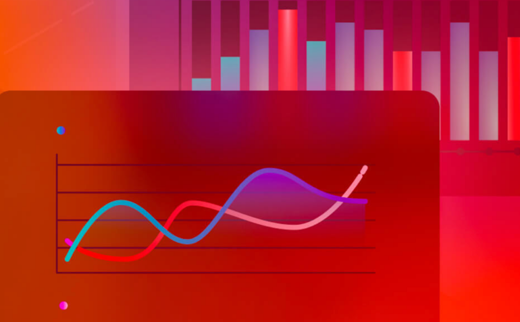 Chart with blockchain data being extracted into a analytics program