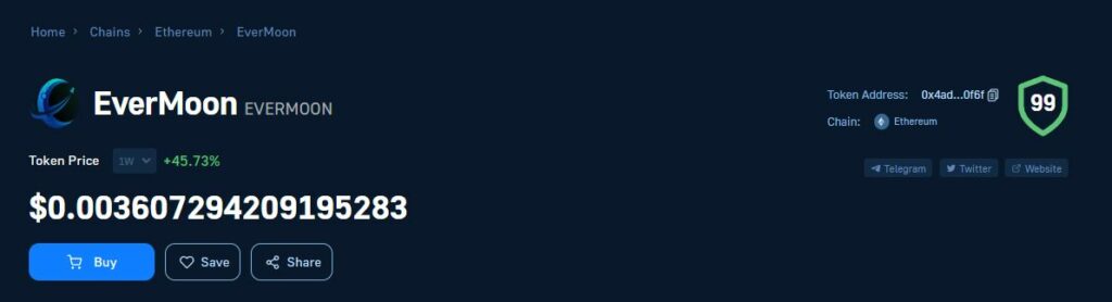 EverMoon Token Page - Price Data, Price Chart, Security Score, etc.