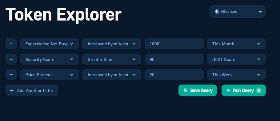 Token Explorer Price Percent Filter Moralis