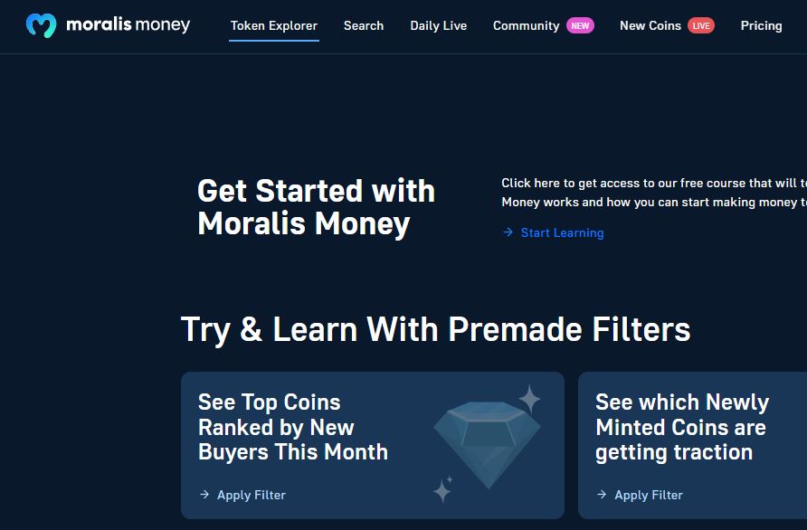 Token Explorer Page Moralis