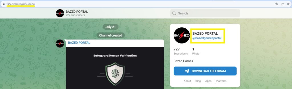 Bazed-Games-crypto-project-Telegram-channel