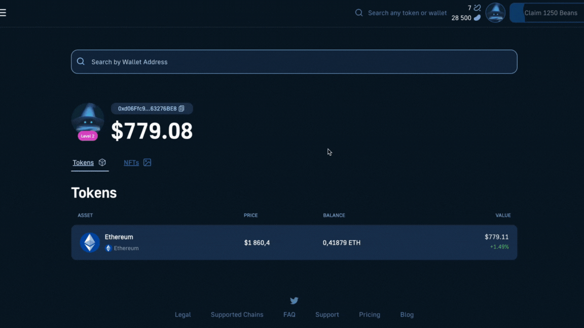 Showing how to enter an crypto wallet address to monitor in the token portfolio tracker from Moralis