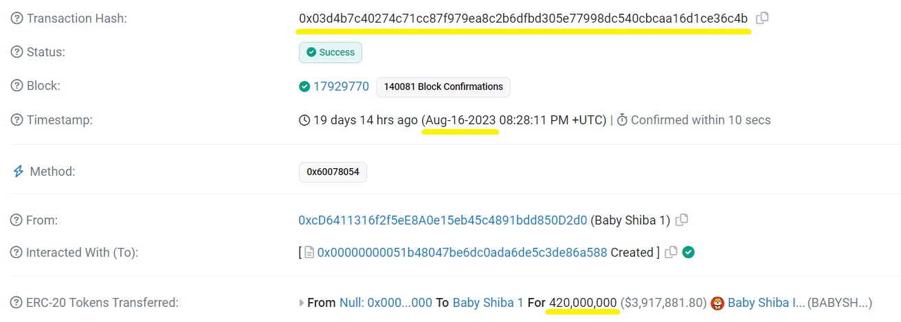 BABYSHIB-token-minting-tnx-on-Etherscan