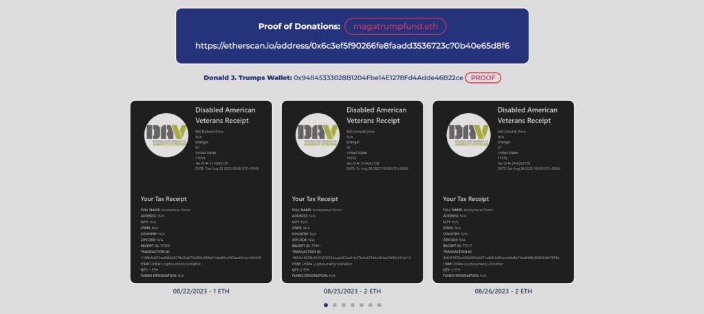 MAGA TRUMP donations page