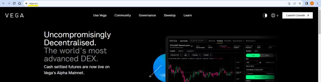 Official website of Vega Protocol