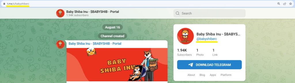 BABYSHIB-Telegram-portal