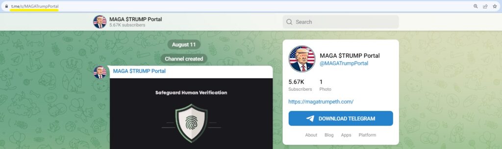 Telegram channel for the MAGA TRUMP coin