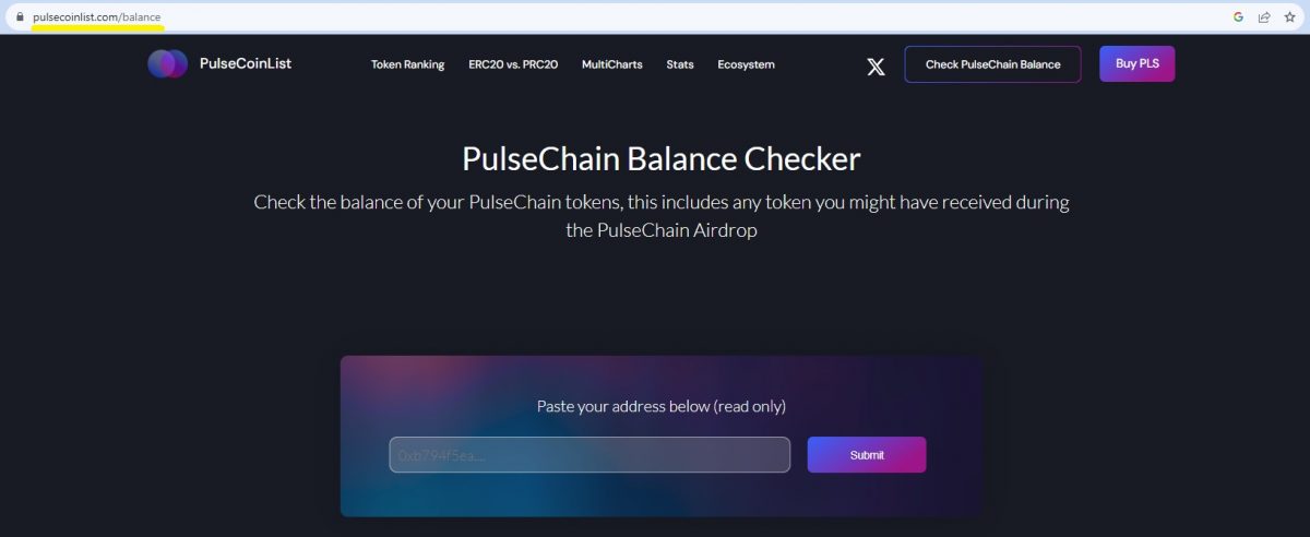 PulseCoinList's PulseChain Balance Checker