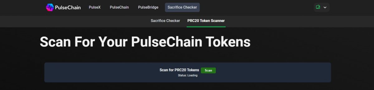 PRC20 Crypto Scanner Landing Page - Official PulseChain page