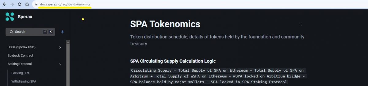 SPA Tokenomics whitepaper documentation