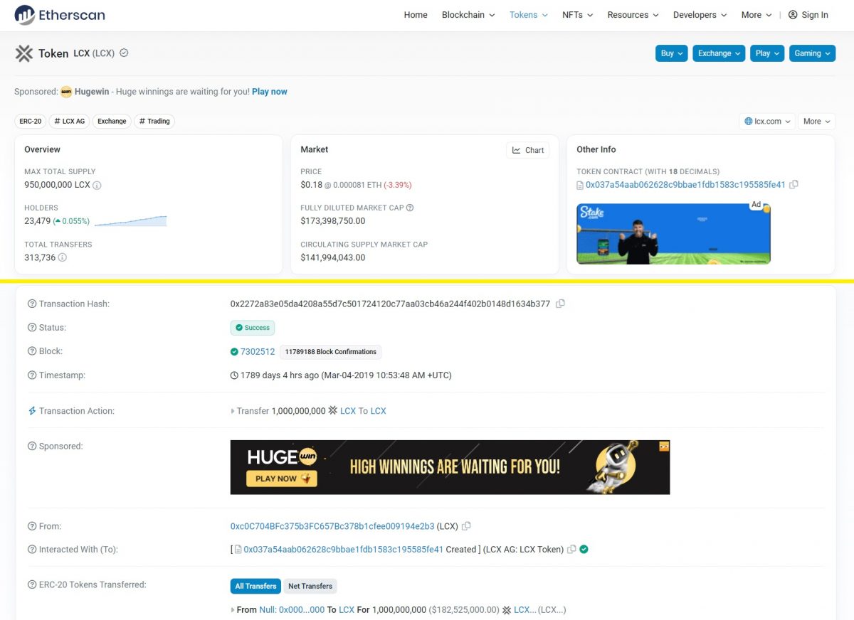 LCX on Etherscan