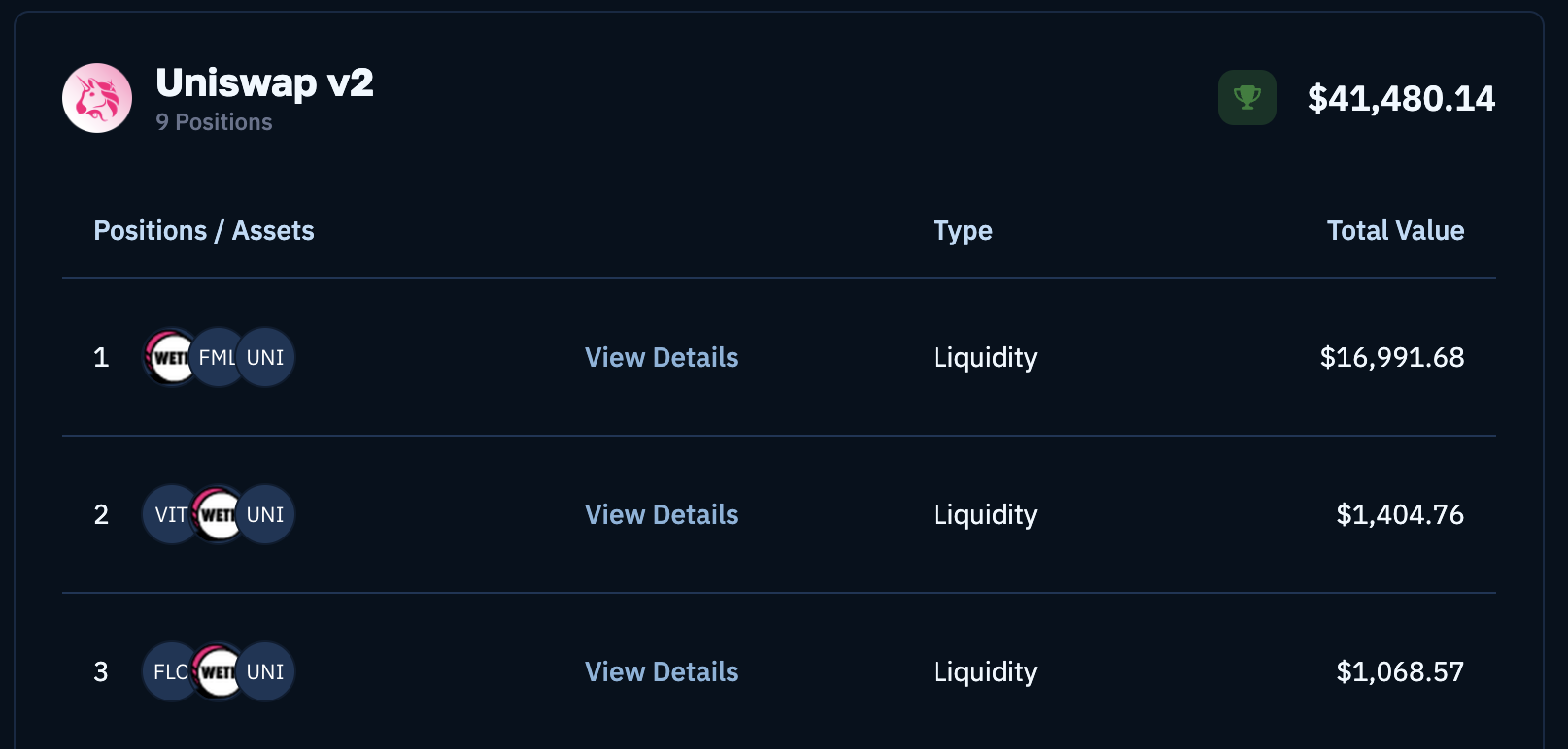 Wallet analyzer DeFi positions breakdown.